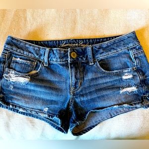 AE American Eagle Short Shorts Denim Distressed Shorts